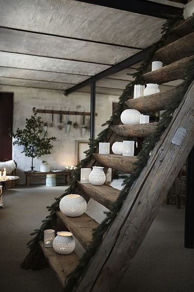 escalier deco Noel nature