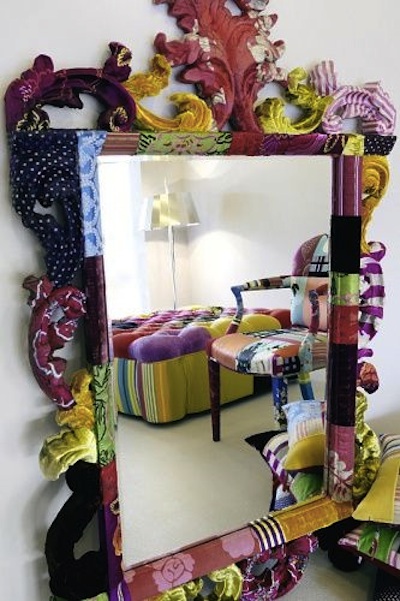miroir peint patchwork