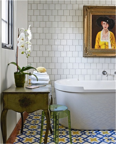 Comment disposer le carrelage dans la salle de bain. Brique metro vert