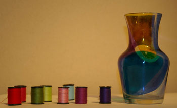 vase en verre peint