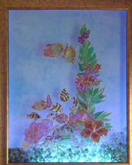 peinture d'un tableau sur verre